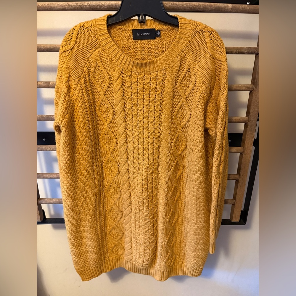 MINKPINK Mustard Cable Knit Sweater